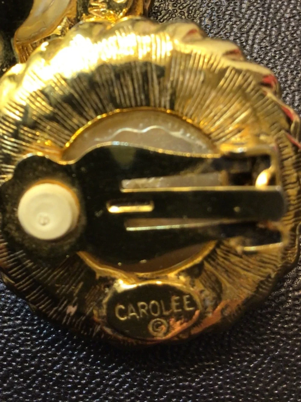 Carolee Signed DESIGNER CLIP-ON Faux Pearl Gold Tone Clip-on Earrings